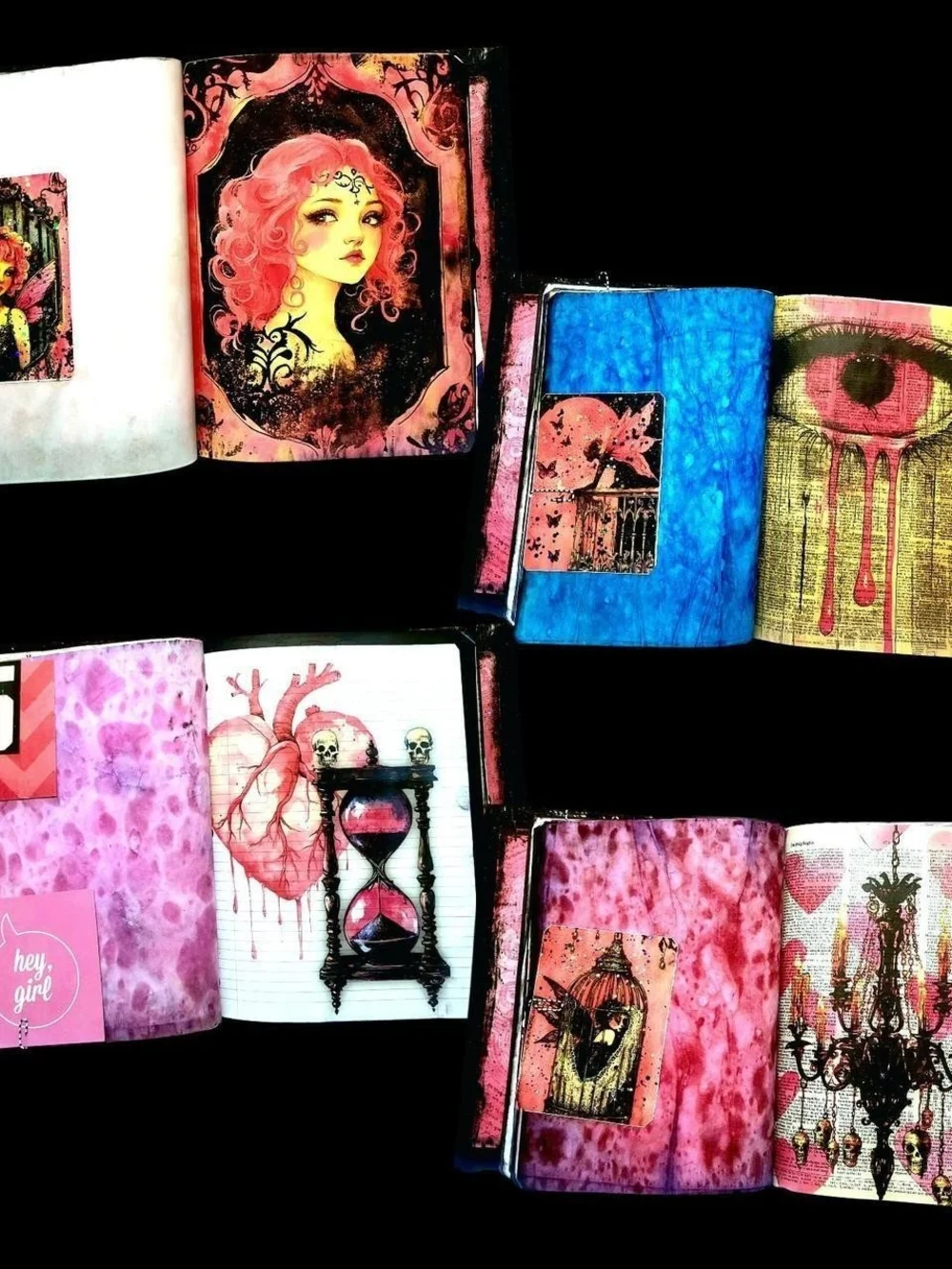 Fairy Goth Whimsy Art Junk Journal Large Handmade Notebook Fairycore Book